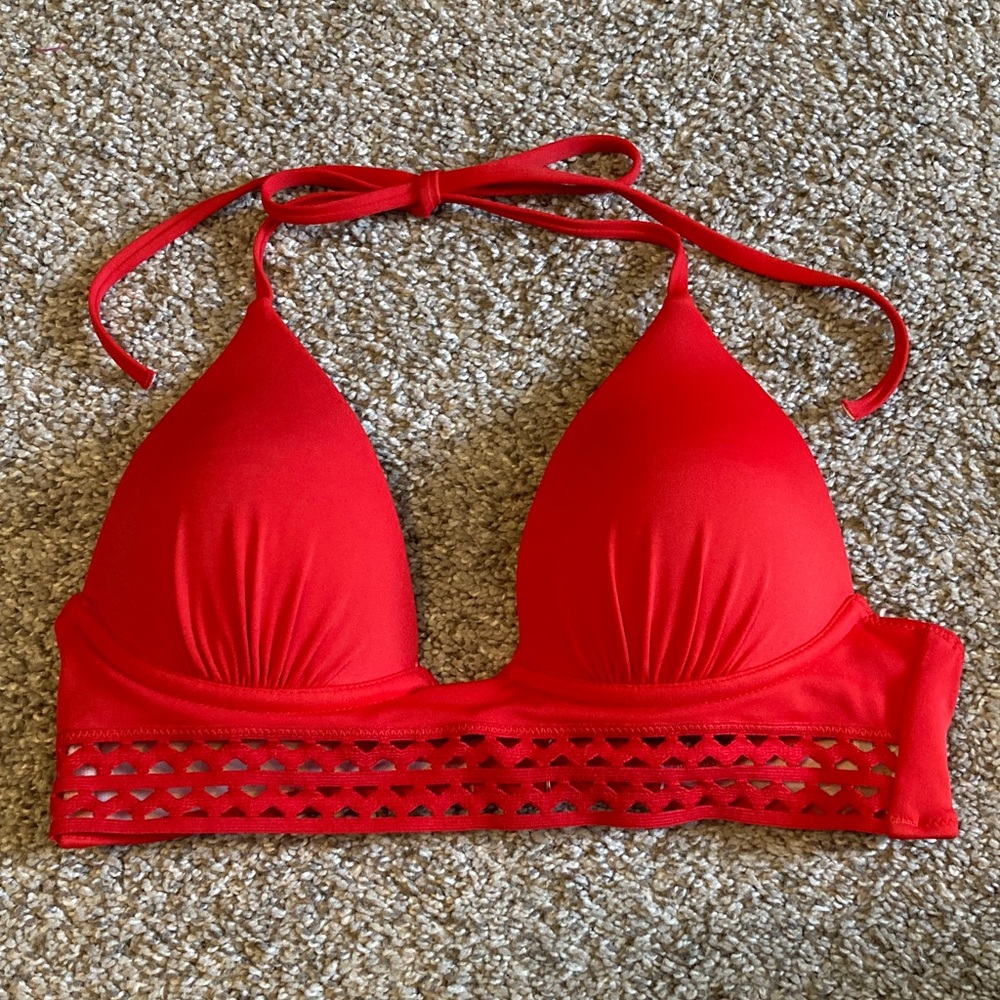Shade & Shire Red Halter Bikini Top